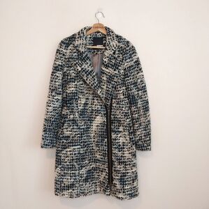 Plenty by Tracy Reese Wool Boucle Coat Blue White Grey Size 4